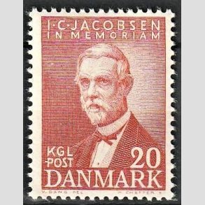 FRIMRKER DANMARK | 1947 - AFA 305 - I. C. Jacobsen - 20 re brunrd - Postfrisk