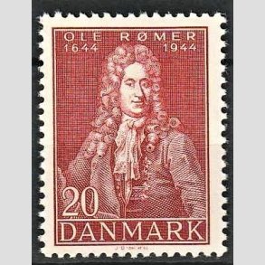 FRIMRKER DANMARK | 1944 - AFA 288 - Ole Rmer - 20 re brunrd - Postfrisk