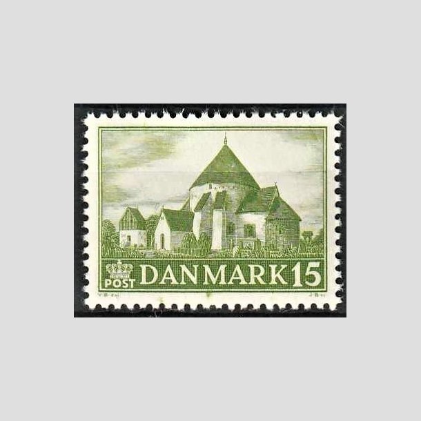 FRIMRKER DANMARK | 1944 - AFA 286 - Landsbykirker - 15 re grn - Postfrisk