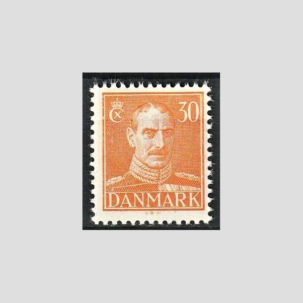 FRIMRKER DANMARK | 1942-44 - AFA 278 - Chr. X, Ny tegning - 30 re orange - Postfrisk