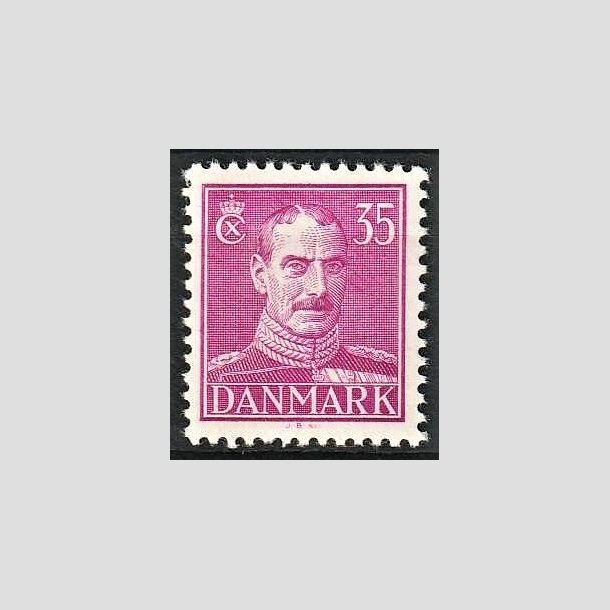 FRIMRKER DANMARK | 1942-44 - AFA 279 - Chr. X, Ny tegning - 35 re rdlilla - Postfrisk