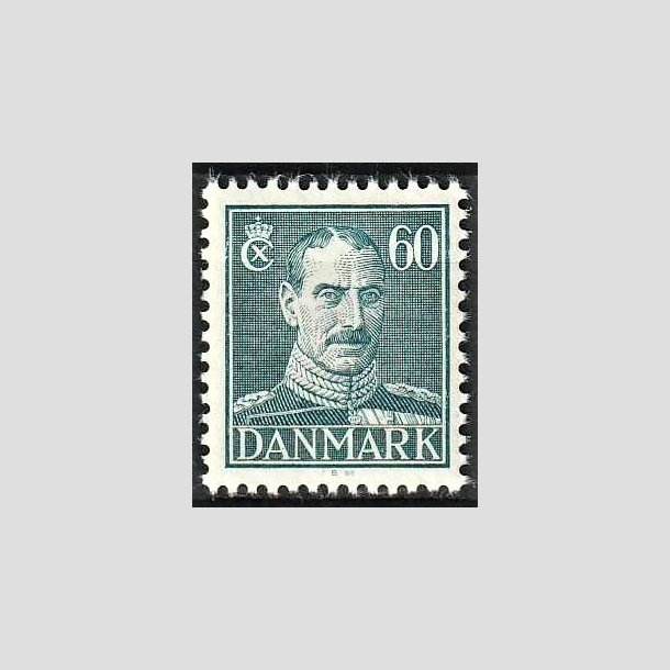 FRIMRKER DANMARK | 1944 - AFA 284 - Chr. X, Ny tegning - 60 re blgrn - Postfrisk