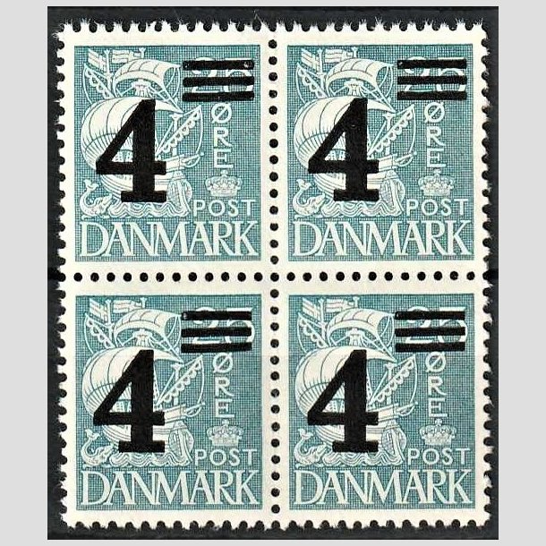 FRIMRKER DANMARK | 1934 - AFA 221 - Provisorier - 4/25 re bl i 4-blok - Postfrisk