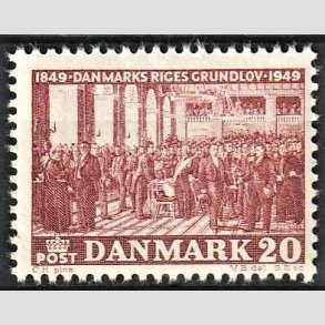 FRIMRKER DANMARK | 1949 - AFA 315 - Grundloven 100 r - 20 re rdbrun - Postfrisk