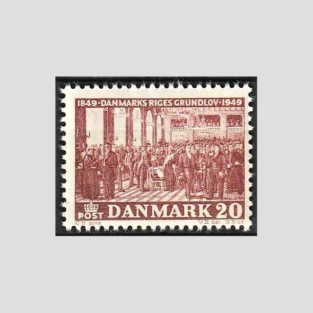 FRIMRKER DANMARK | 1949 - AFA 315 - Grundloven 100 r - 20 re rdbrun - Postfrisk