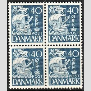 FRIMRKER DANMARK | 1940 - AFA 260 - Karavel - 40 re bl Type II i 4-blok - Postfrisk