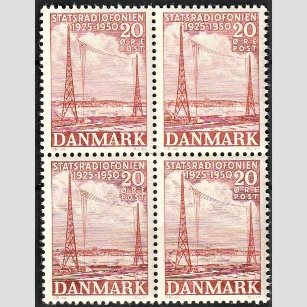 FRIMRKER DANMARK | 1950 - AFA 317 - Statsradiofonien 25 r - 20 re rd i 4-blok - Postfrisk