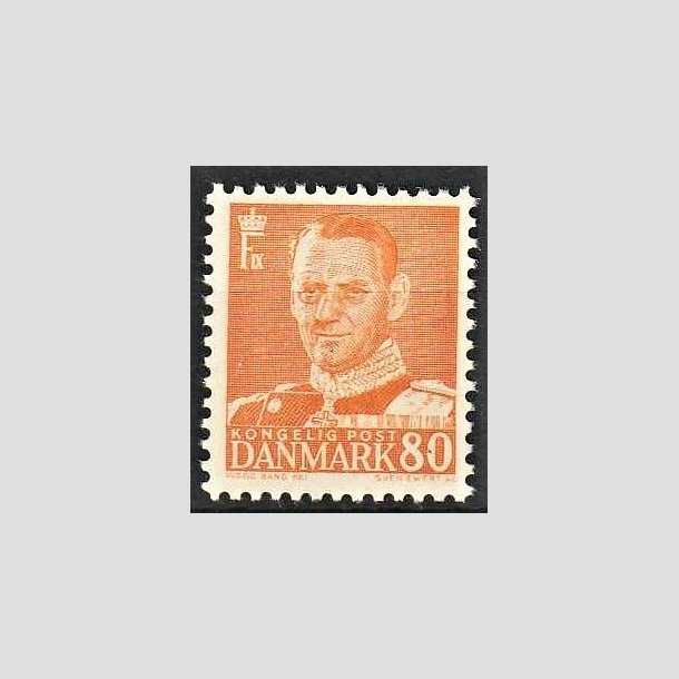 FRIMRKER DANMARK | 1952-53 - AFA 341 - Frederik IX - 80 re orange - Postfrisk