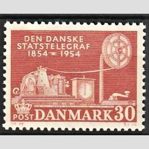 FRIMRKER DANMARK | 1954 - AFA 356 - Statstelegrafen 100 r. - 30 re brunrd - Postfrisk