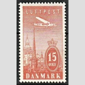 FRIMRKER DANMARK | 1934 - AFA 217 - Ny Luftpost 15 re rd - Postfrisk