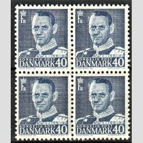 FRIMRKER DANMARK | 1948-50 - AFA 310 - Frederik IX - 40 re bl i 4-blok - Postfrisk