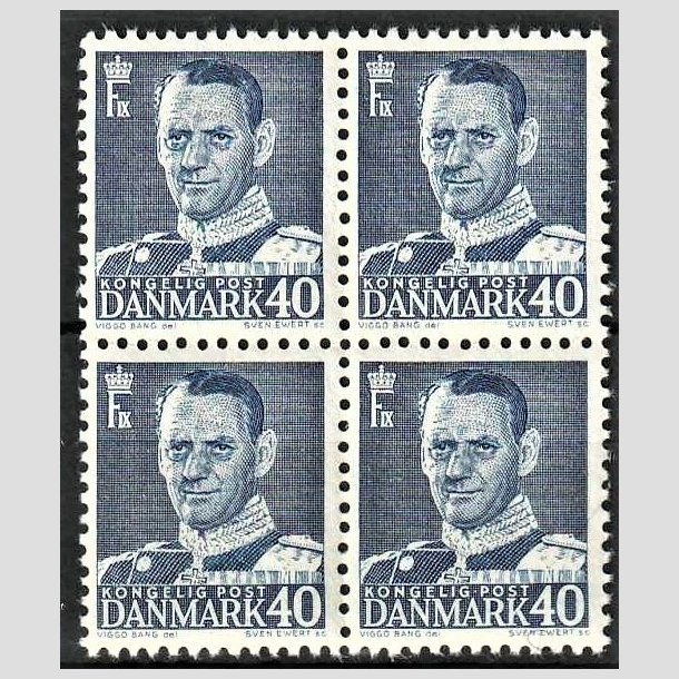 FRIMRKER DANMARK | 1948-50 - AFA 310 - Frederik IX - 40 re bl i 4-blok - Postfrisk