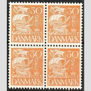 FRIMRKER DANMARK | 1933 - AFA 206 - Karavel - 30 re orangegul type I i 4-blok - Postfrisk