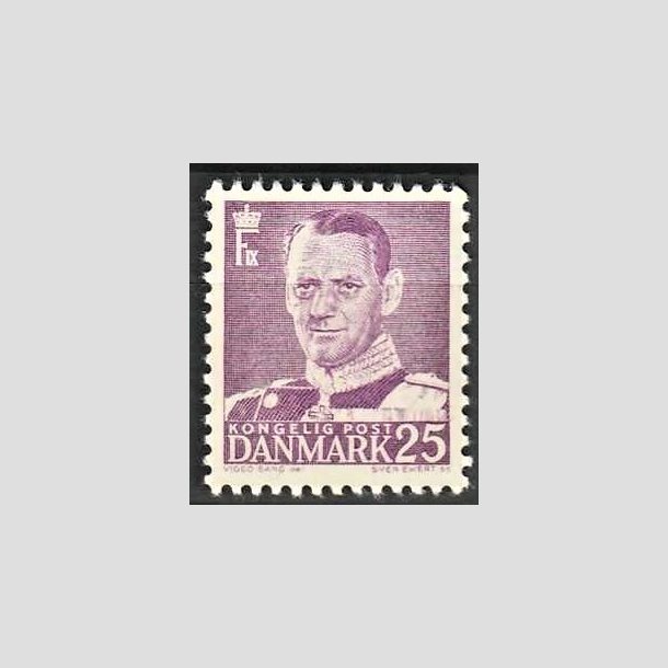 FRIMRKER DANMARK | 1955 - AFA 360 - Frederik IX - 25 re violet - Postfrisk