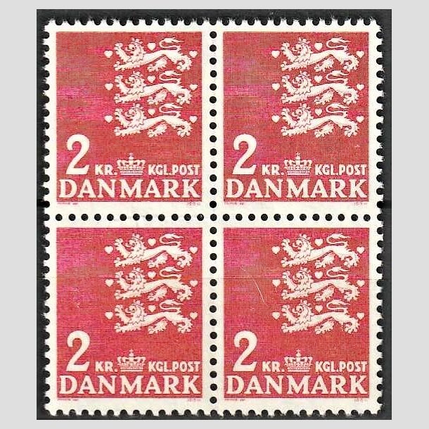 FRIMRKER DANMARK | 1946-47 - AFA 294 - Rigsvben - 2 kr. rd i 4-blok - Postfrisk