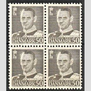 FRIMRKER DANMARK | 1948-50 - AFA 312 - Frederik IX - 50 re gr i 4-blok - Postfrisk