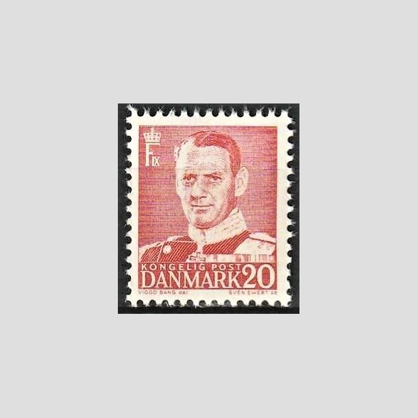 FRIMRKER DANMARK | 1948-50 - AFA 307 - Frederik IX - 20 re rd type III - Postfrisk
