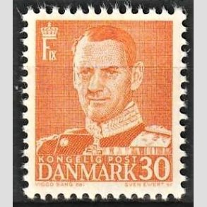 FRIMRKER DANMARK | 1948-50 - AFA 309a - Frederik IX - 30 re orange type II - Postfrisk