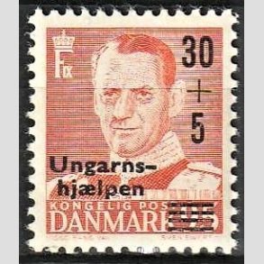 FRIMRKER DANMARK | 1957 - AFA 369 - Ungarnshjlpen - 30 + 5 re orangerd - Postfrisk