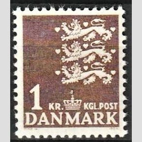 FRIMRKER DANMARK | 1946-47 - AFA 293 - Rigsvben - 1 kr. brun - Postfrisk