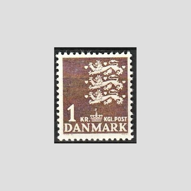 FRIMRKER DANMARK | 1946-47 - AFA 293 - Rigsvben - 1 kr. brun - Postfrisk