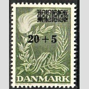 FRIMRKER DANMARK | 1955 - AFA 358 - Frihedsfond provisorier - 20 + 5/15 + 5 re grn - Postfrisk