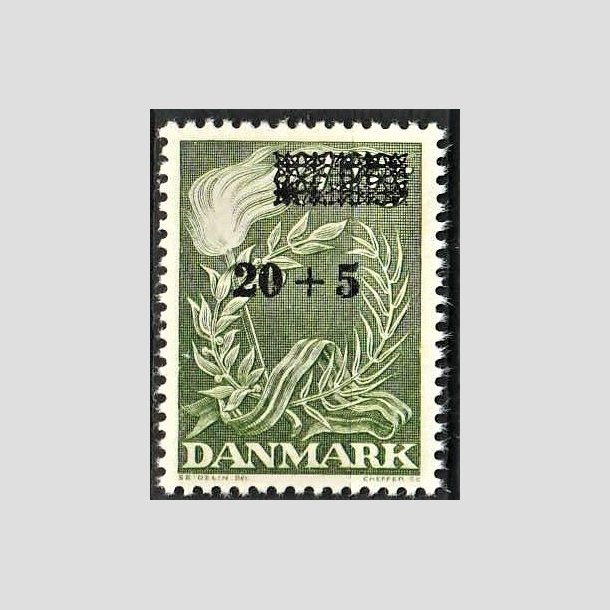 FRIMRKER DANMARK | 1955 - AFA 358 - Frihedsfond provisorier - 20 + 5/15 + 5 re grn - Postfrisk