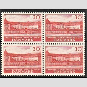 FRIMRKER DANMARK | 1957 - AFA 370 - Nationalmuseet 150 r - 30 re rd i 4-blok - Postfrisk
