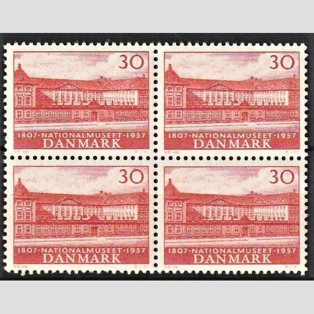 FRIMRKER DANMARK | 1957 - AFA 370 - Nationalmuseet 150 r - 30 re rd i 4-blok - Postfrisk