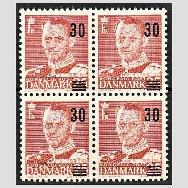 FRIMRKER DANMARK | 1955 - AFA 364 - Provisorier - 30/25 re rd i 4-blok - Postfrisk