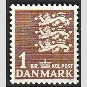 FRIMRKER DANMARK | 1946-47 - AFA 293F - Rigsvben - 1 kr. brun - Postfrisk