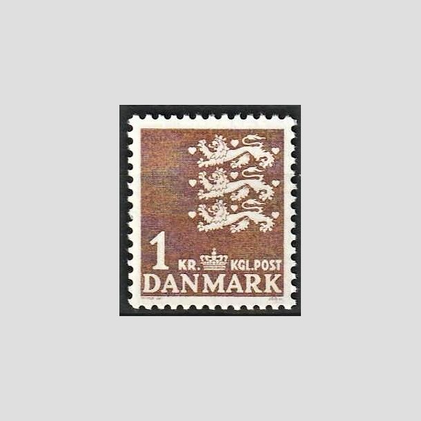 FRIMRKER DANMARK | 1946-47 - AFA 293F - Rigsvben - 1 kr. brun - Postfrisk