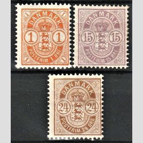 FRIM�RKER DANMARK | 1901-02 -  AFA 37,38,39 - V�bentype - 1, 15 og 24 �re i s�t - Ubrugt