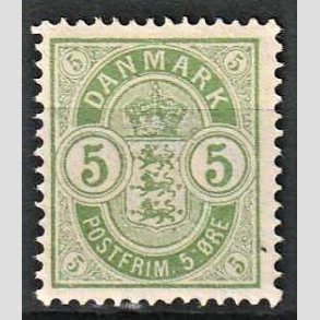 FRIM�RKER DANMARK | 1884-85 - AFA 34 - V�bentype - 5 �re gr�n - Ubrugt
