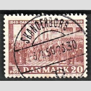 FRIM�RKER DANMARK | 1949 - AFA 315 - Grundloven 100 �r - 20 �re r�dbrun - Lux Stemplet Skanderborg