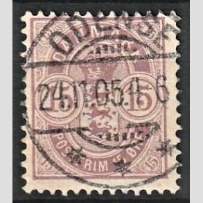FRIM�RKER DANMARK | 1901-02 - AFA 38 - 15 �re gr�lilla - Lux Stemplet 