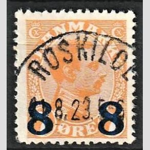 FRIMRKER DANMARK | 1921-22 - AFA 118 - 8 8/7 re orange provisorier - Lux Stemplet Roskilde