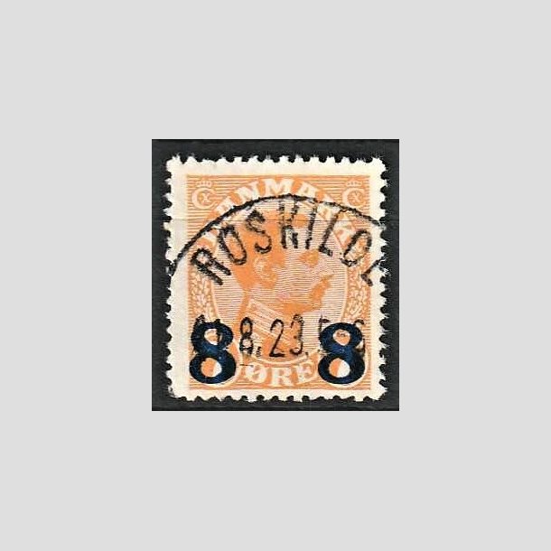 FRIMRKER DANMARK | 1921-22 - AFA 118 - 8 8/7 re orange provisorier - Lux Stemplet Roskilde