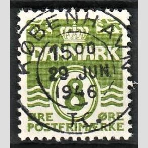 FRIM�RKER DANMARK | 1940 - AFA 256 - B�lgelinie 8 �re gr�n - Lux Stemplet