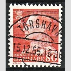 FRIMRKER DANMARK | 1961-62 - AFA 400 - Fr. IX 80 re orangegul - Pragt Stemplet Torshavn