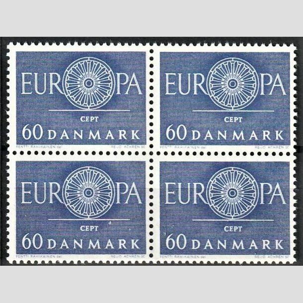 FRIMRKER DANMARK | 1960 - AFA 389 - CEPT - 60 re bl i 4-blok - Postfrisk