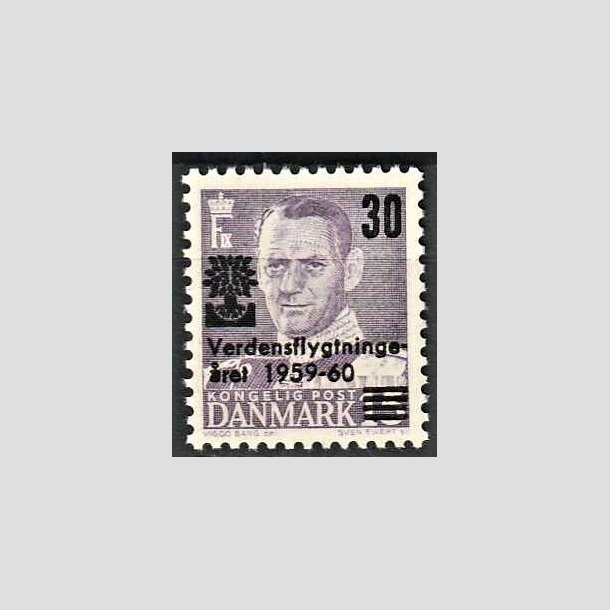 FRIMRKER DANMARK | 1960 - AFA 380 - Verdensflygtningeret - Fr. IX 30/15 re violet - Postfrisk