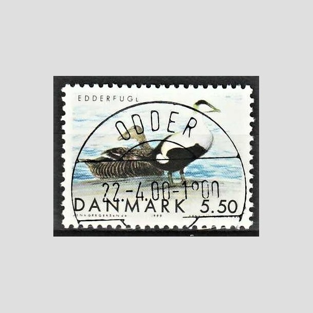 FRIMRKER DANMARK | 1999 - AFA 1224 - Danske trkfugle - 5,50 Kr. Edderfugl - Pragt Stemplet Odder