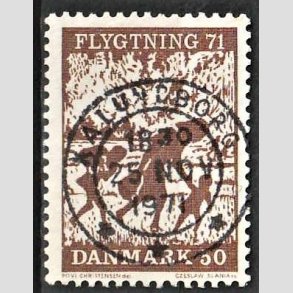 FRIM�RKER DANMARK | 1971 - AFA 510 - Flygtning 71 - 50 �re brun - Pragt Stemplet Kalundborg