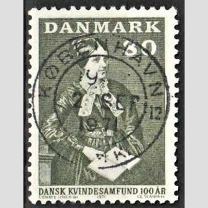 FRIM�RKER DANMARK | 1971 - AFA 509 - Dansk Kvindesamfund 100 �r - 80 �re gr�gr�n - Pragt Stemplet
