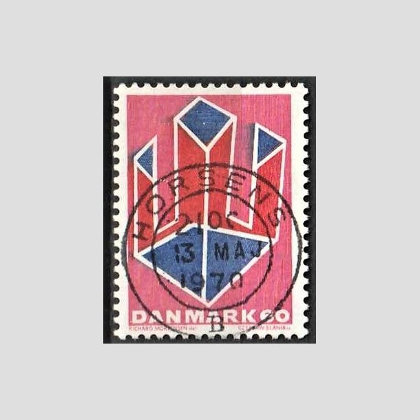 FRIMRKER DANMARK | 1969 - AFA 489 - Non-figurativ tegning - 60 re lillard/rd/bl - Pragt Stemplet Horsens