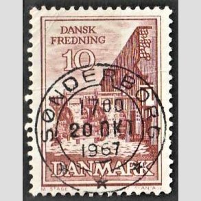 FRIM�RKER DANMARK | 1962 - AFA 407 - Fredningsserie - 10 �re r�dbrun - Pragt Stemplet