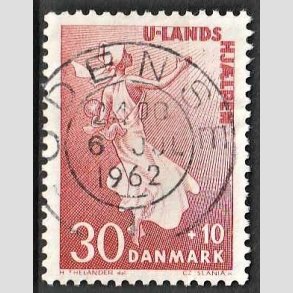 FRIMRKER DANMARK | 1962 - AFA 408 - Bistand - 30 + 10 re karamin - Pragt Stemplet