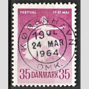 FRIM�RKER DANMARK | 1959 - AFA 377 - Ballet og Musikfestival - 35 �re r�dlilla - Pragt Stemplet