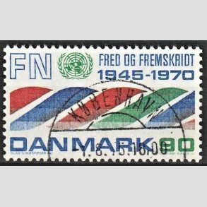 FRIM�RKER DANMARK | 1970 - AFA 507 - FN 25 �r. - 90 r�d/bl�/gr�n - Pragt Stemplet